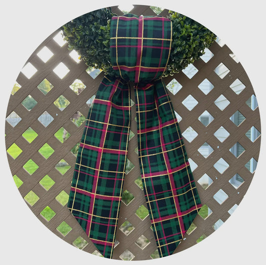 Holiday Plaid Sash/ Green 54”