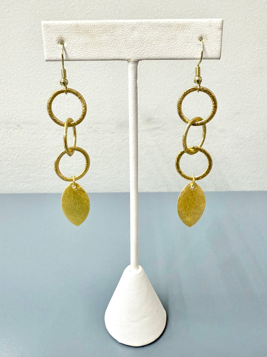 Gold Multi-Hoop Leaf Earrings