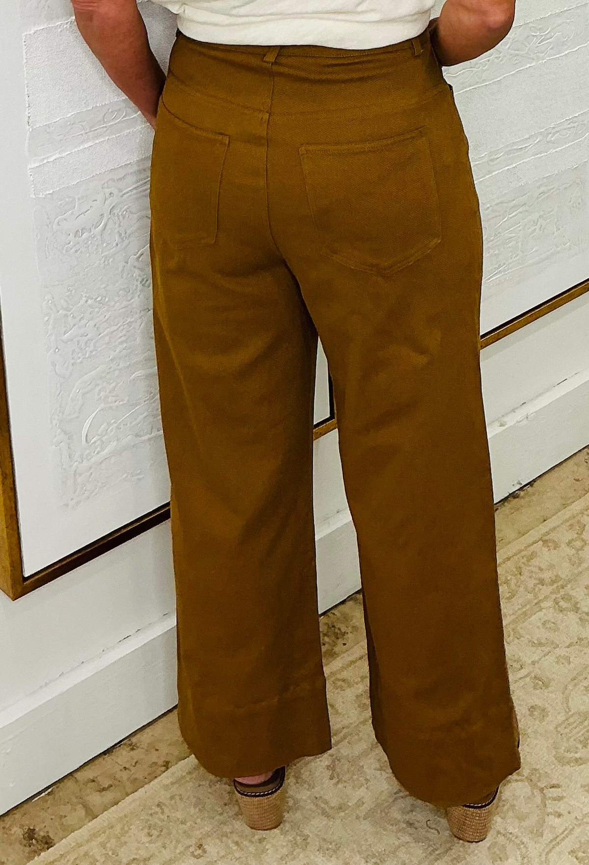 Camel Wide Leg Pants w/Slight Stretch