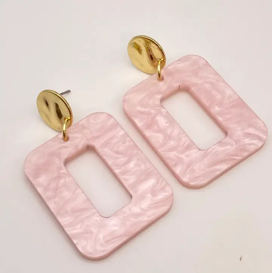 Pink Marbled Earrings
