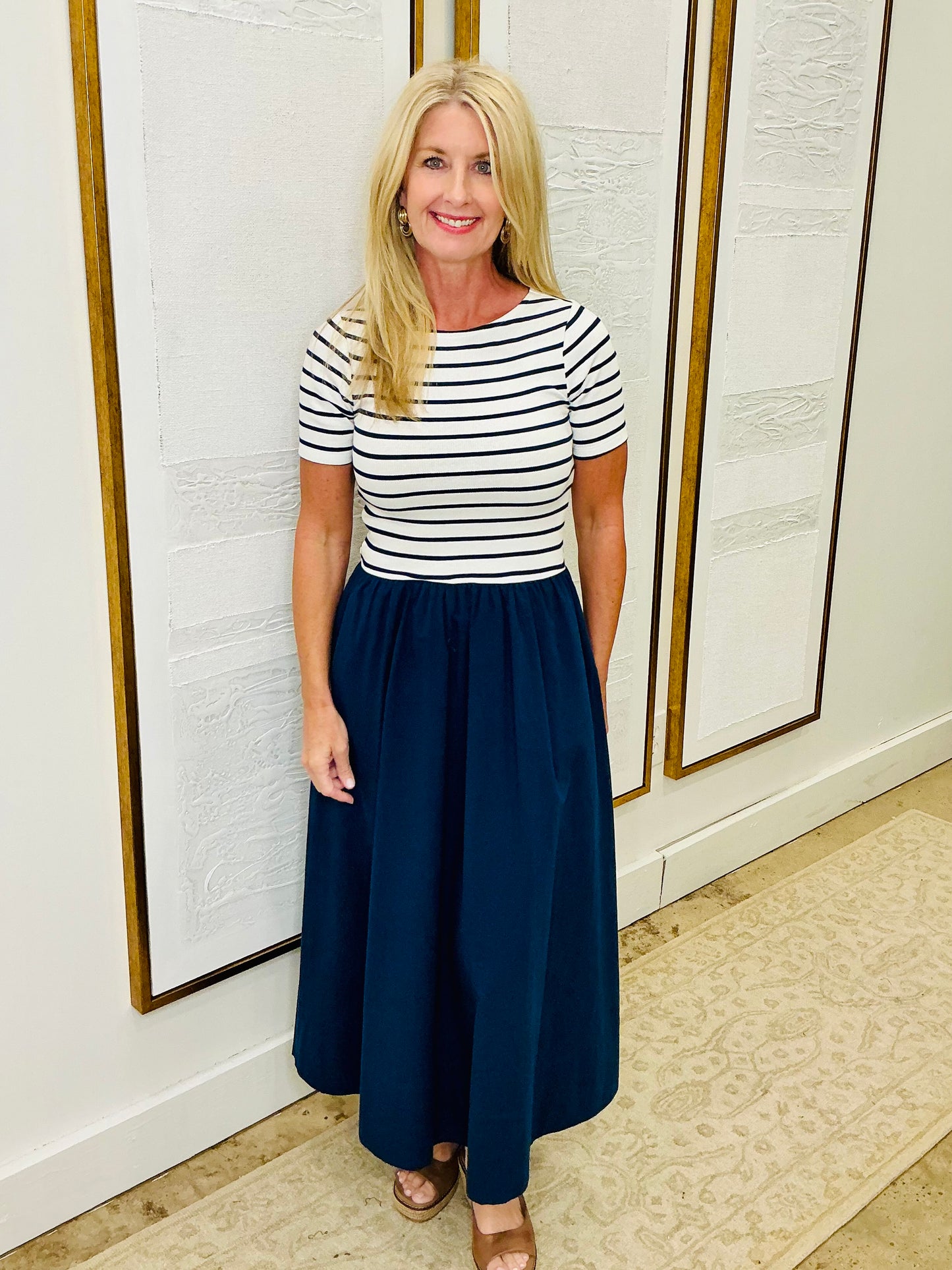 Striped Top Navy Dress