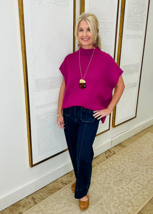 Magenta Mock Neck Sweater