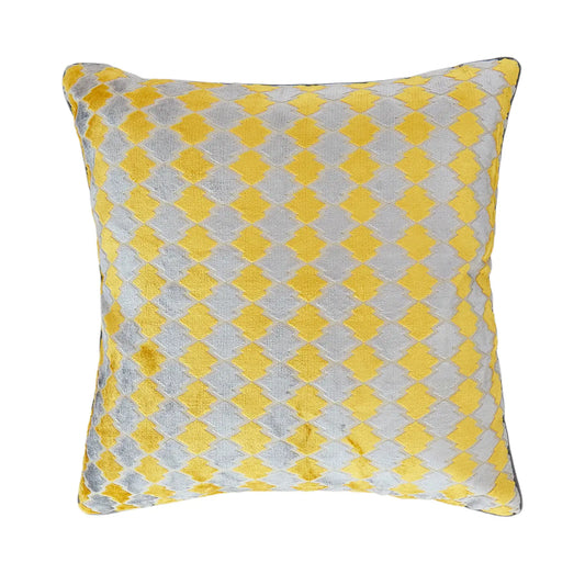 Yellow & Grey Plaid Pillow 24"