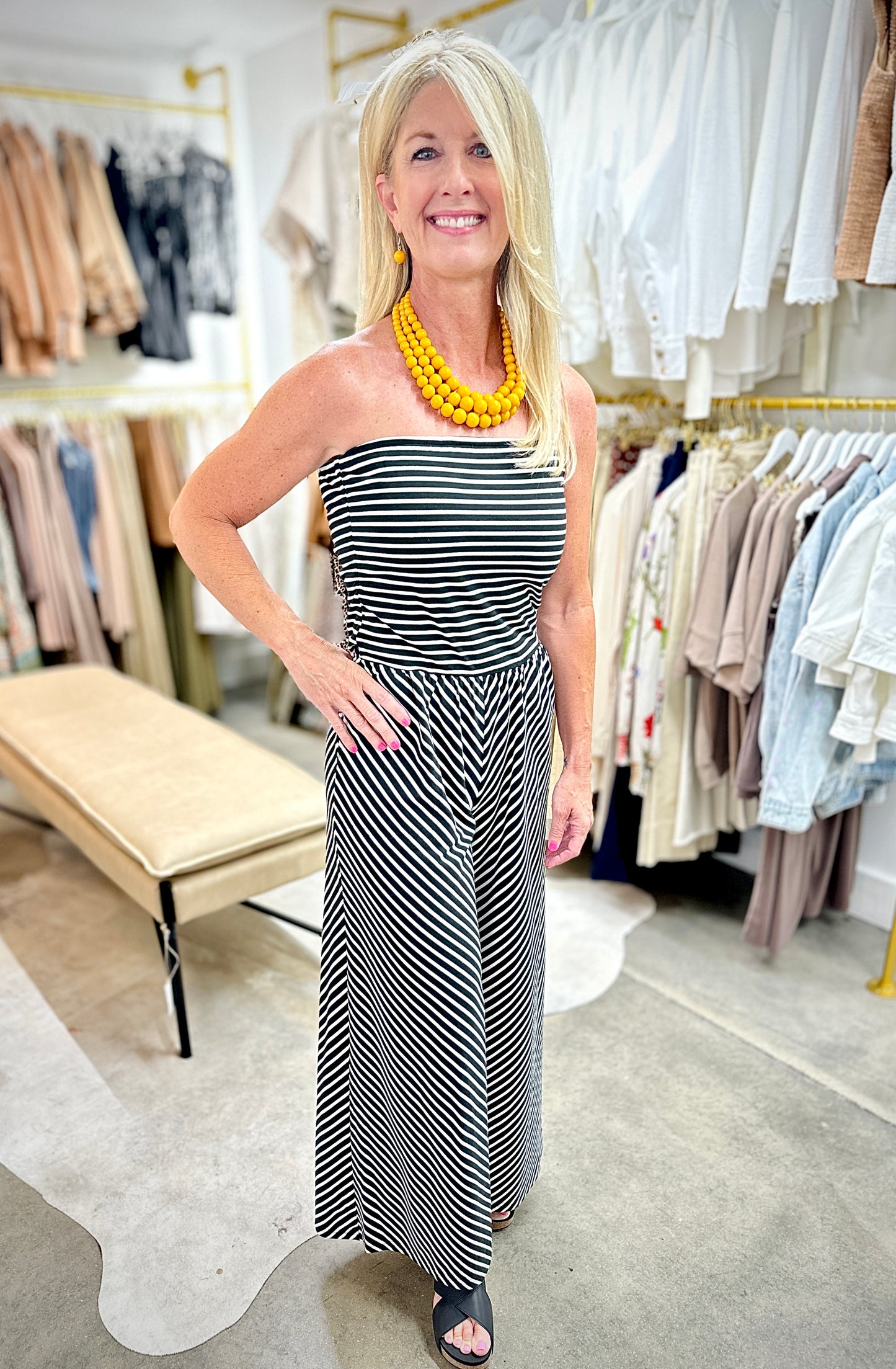 Black & White Stripe Jumpsuit