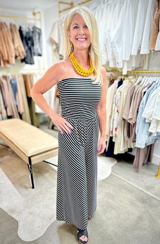 Black & White Stripe Jumpsuit