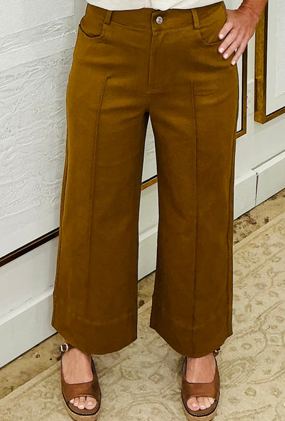 Camel Wide Leg Pants w/Slight Stretch