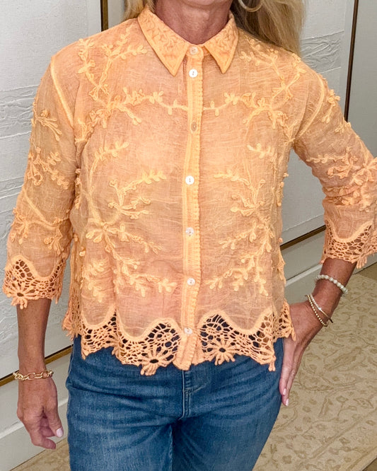 Floral Lace Embroidered Top