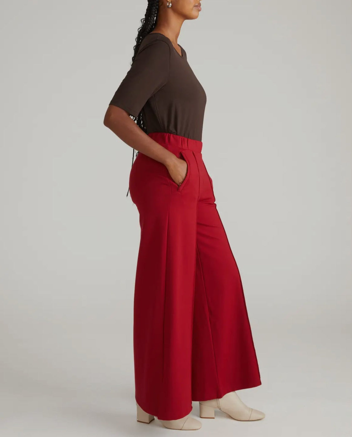 Pam Pintuck Wide Leg Pant/Garnet