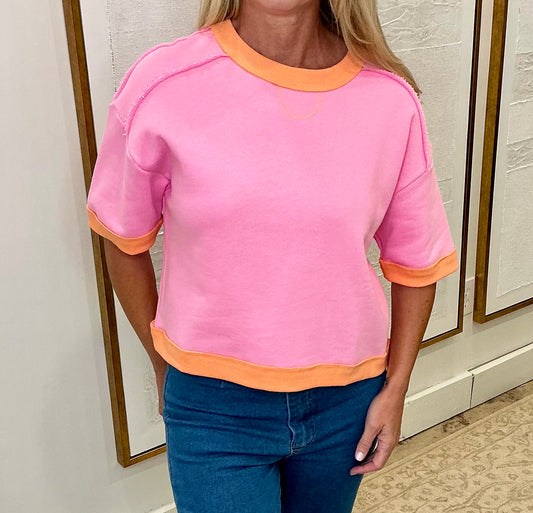 Pink & Orange Colorblock Top