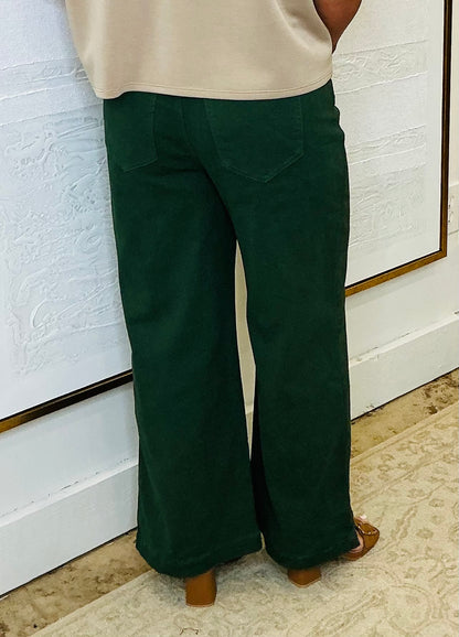 Dark Green Wide Leg Pants