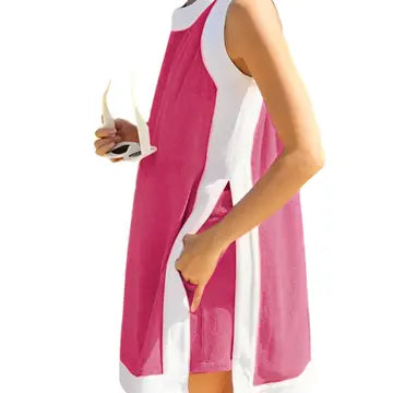 Dark Pink Side Slit Mini Dress w/Shorts