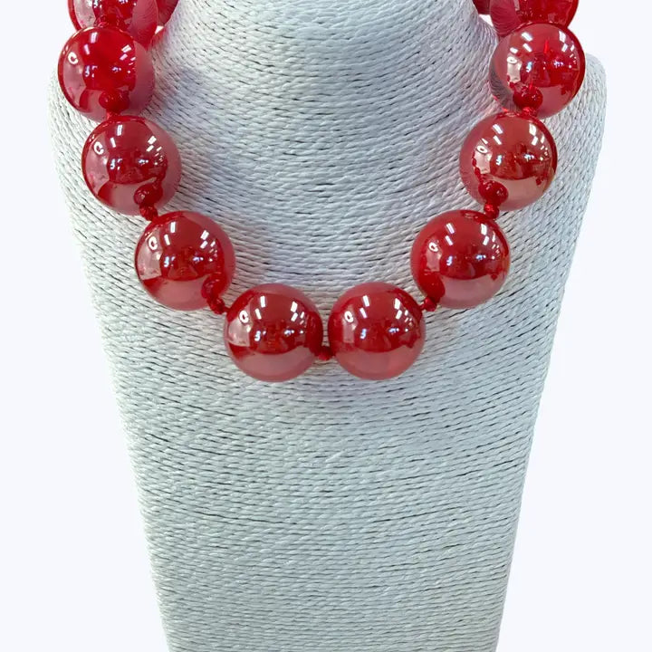 Acrylic Chunky Red Ball Necklace