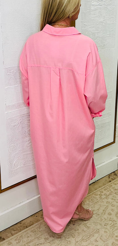 Pink Collared Maxi Dress