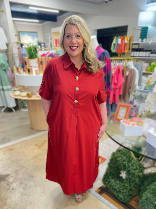 Brick Red Plus Dress