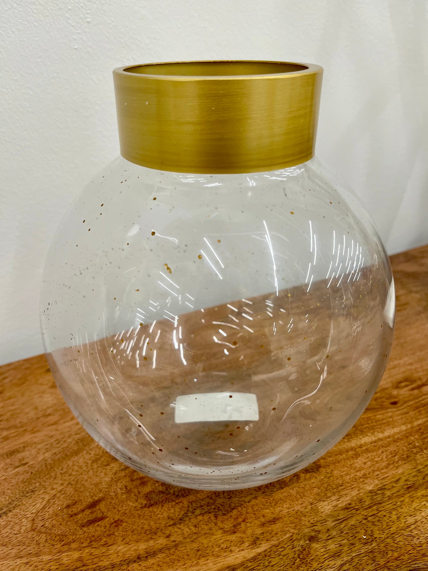 Gold Speckled Glass Vase w/ Gold Rim