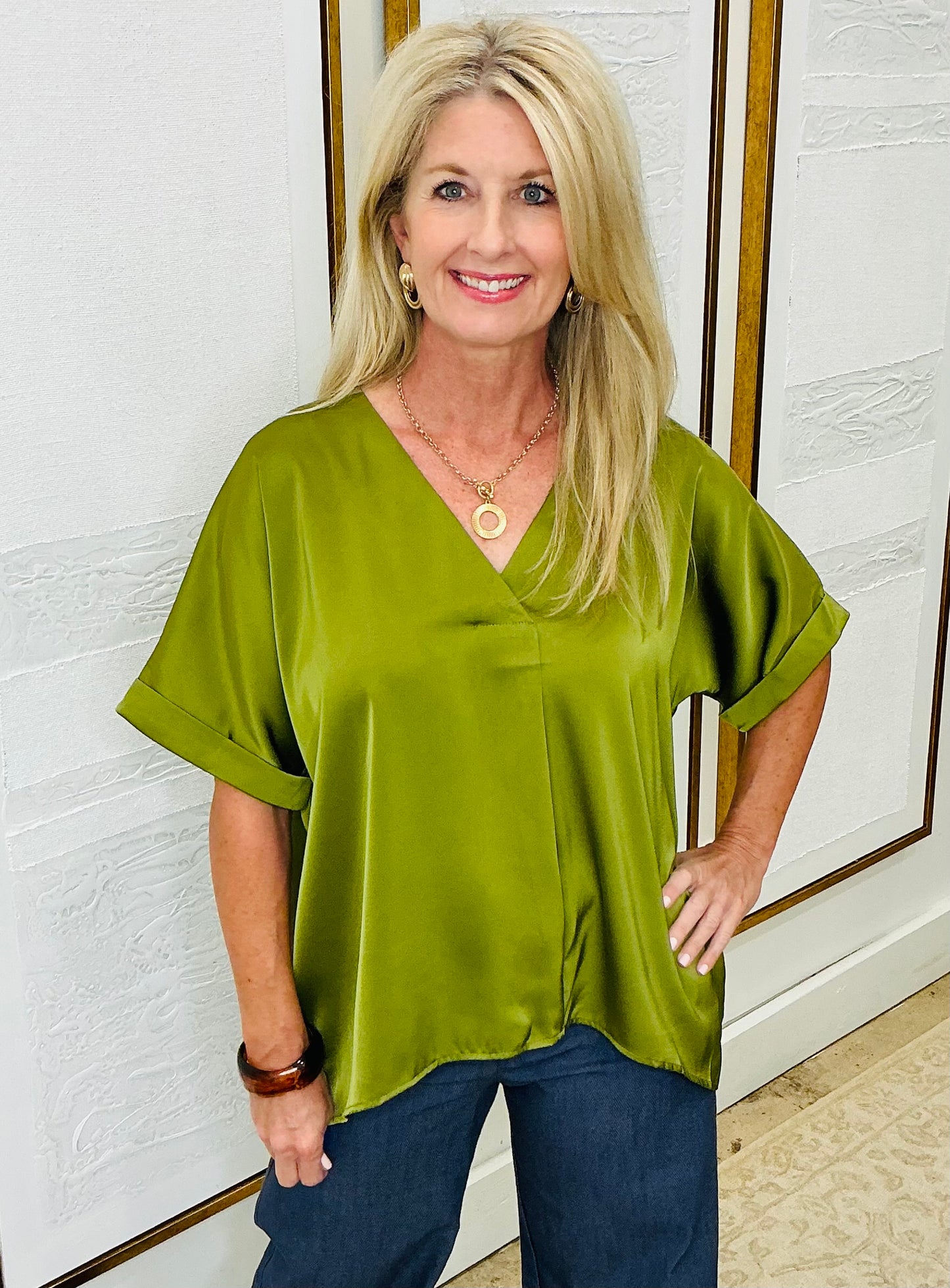 Satin V-Neck Top