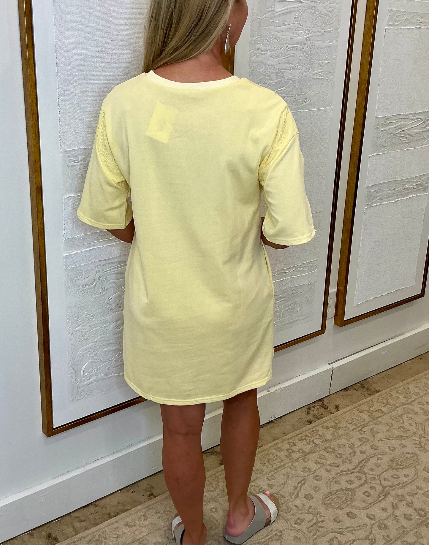 Yellow Eyelet Shirt Dress