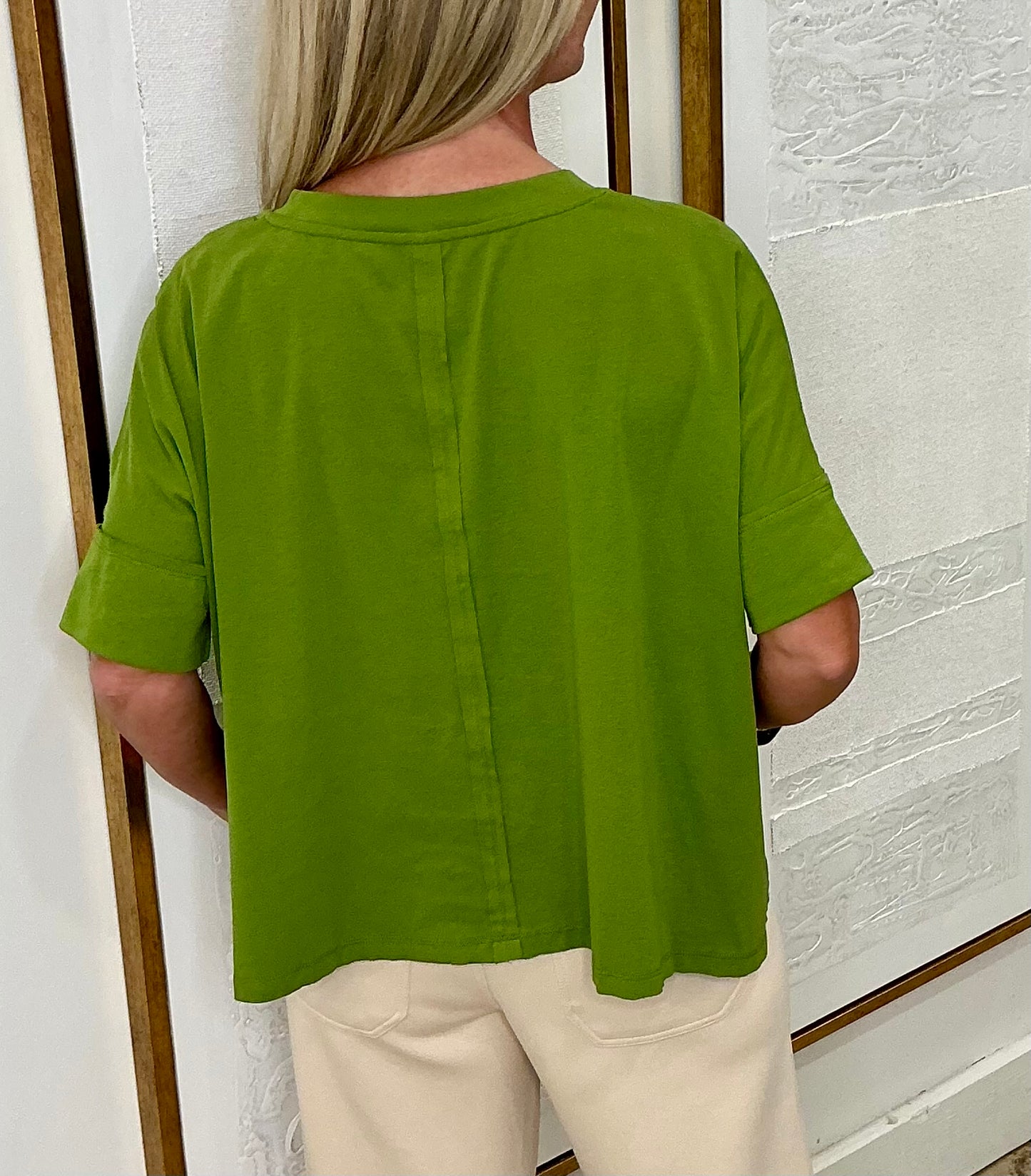 Green Round Neck Oversized Top