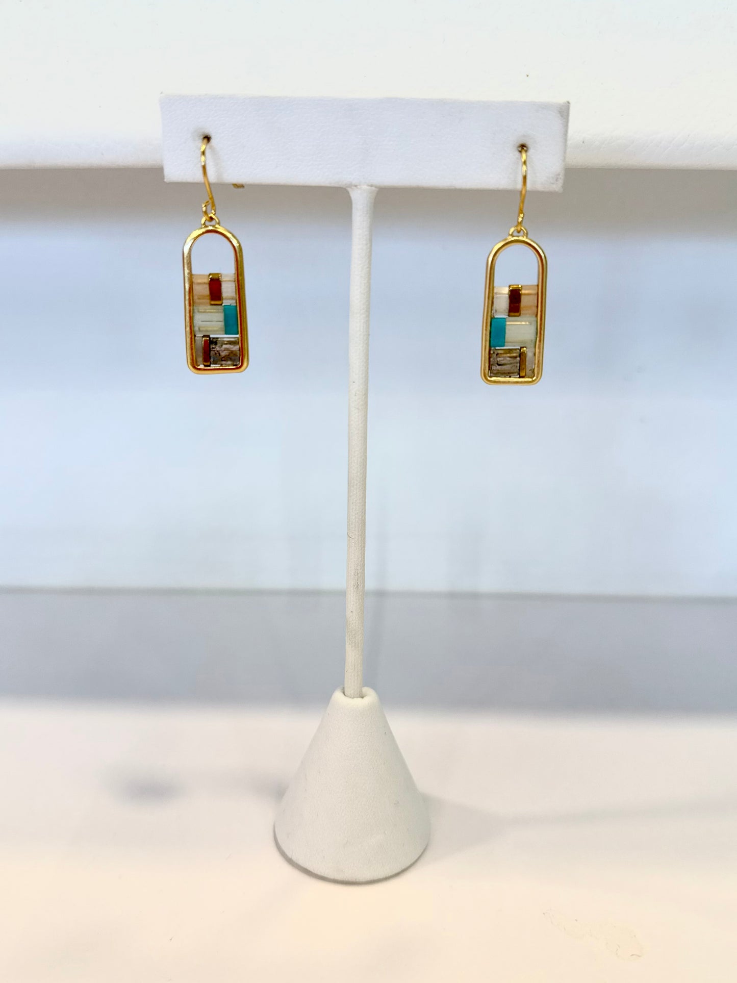Gold Turquoise Stone Earrings