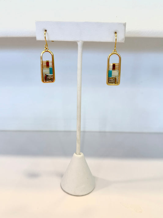 Gold Turquoise Stone Earrings