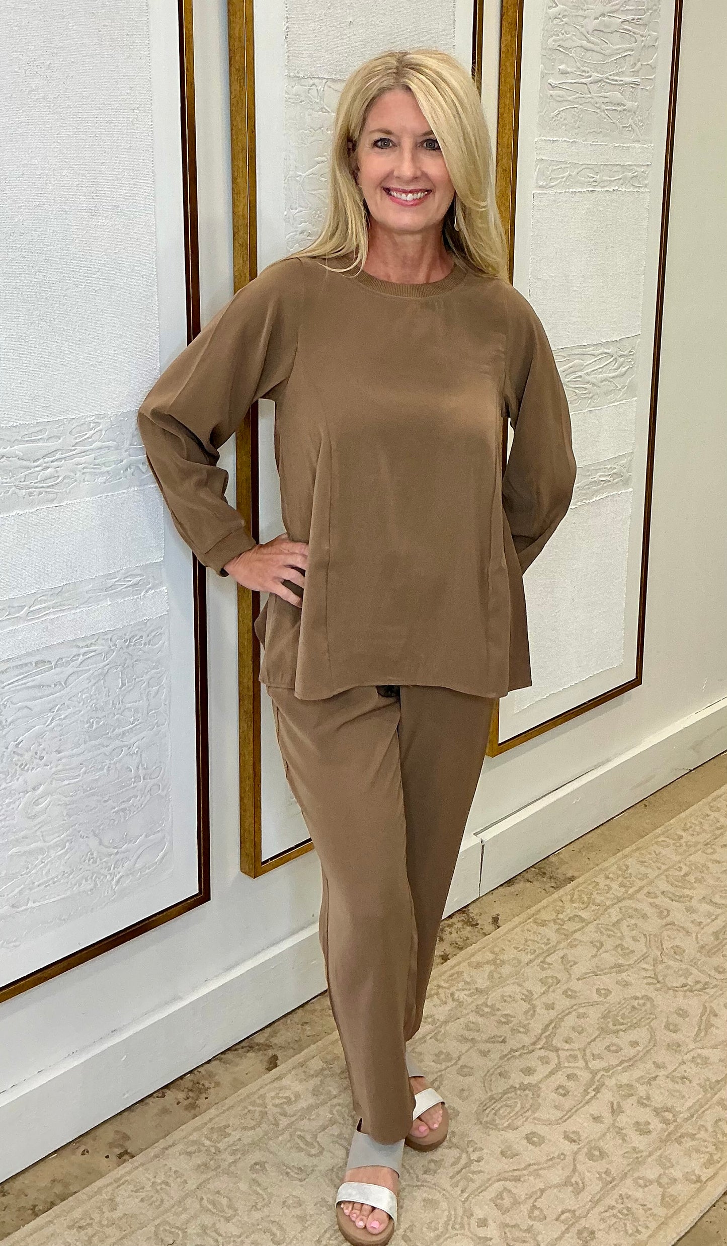 Brown Flowy Pant Set