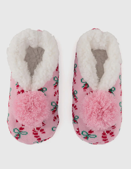 Candy Cane Slippers Pink OS