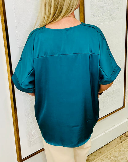 Satin V-Neck Top
