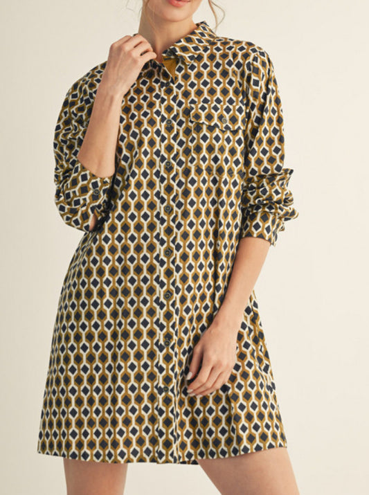 Geo Print Shirt Dress