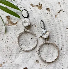 Swarovski Crystal Earrings/Hammered Silver