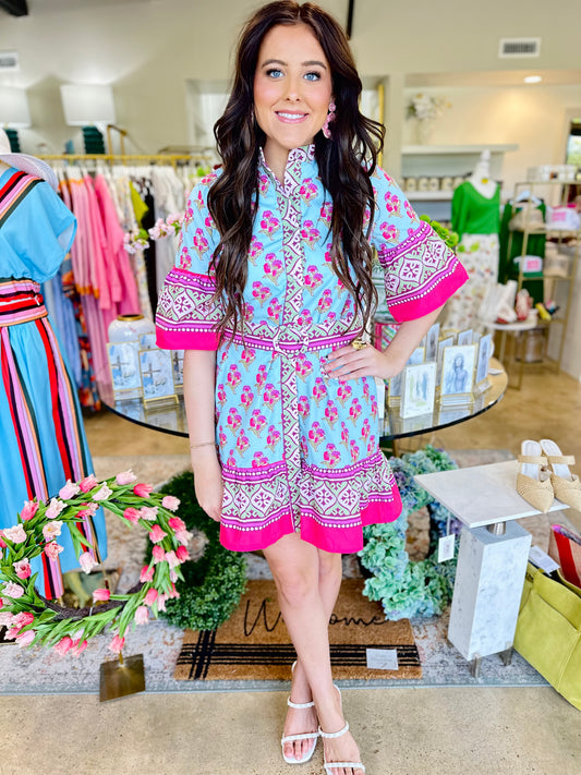 Blue & Pink Floral Dress