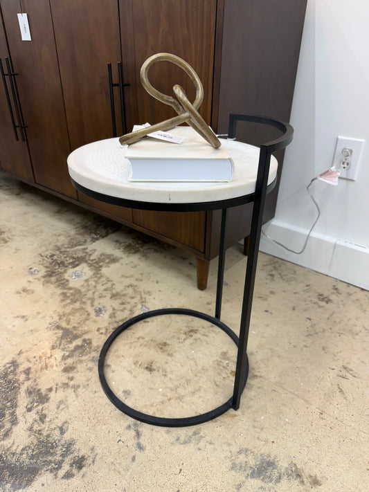 Black Iron Accent Table w/Marble Top 23"