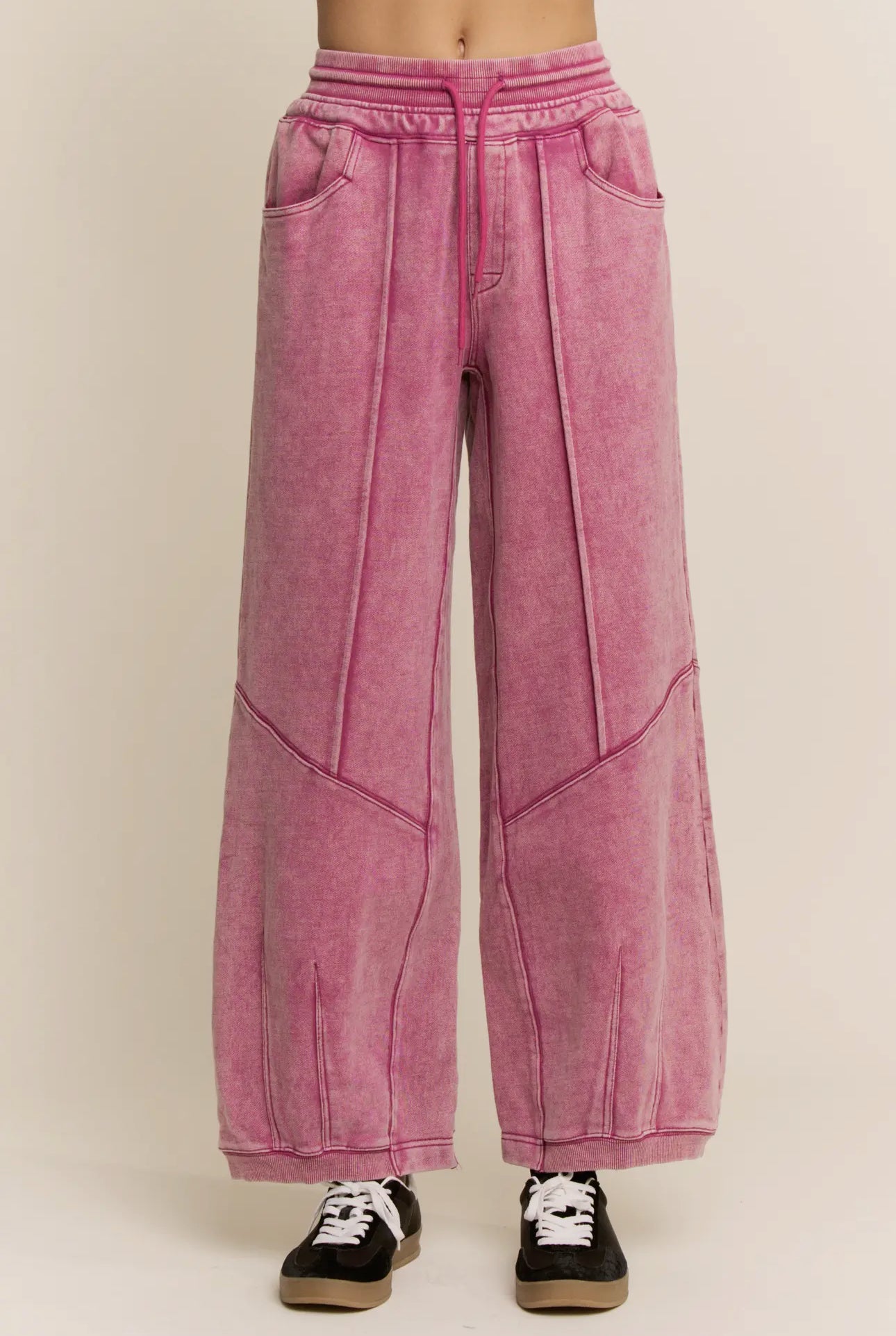 French Terry Barrel Pants/Washed Orchid