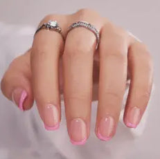 Classic French Pink Square Nails