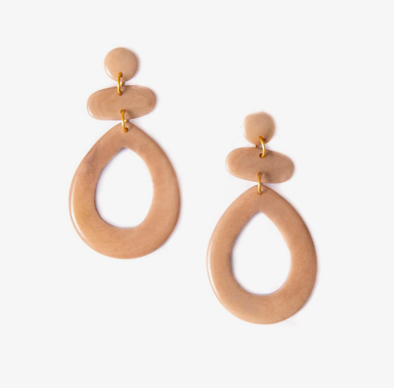 Oval Bar Tagua Earrings