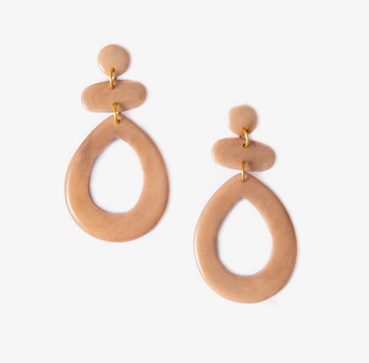 Oval Bar Tagua Earrings