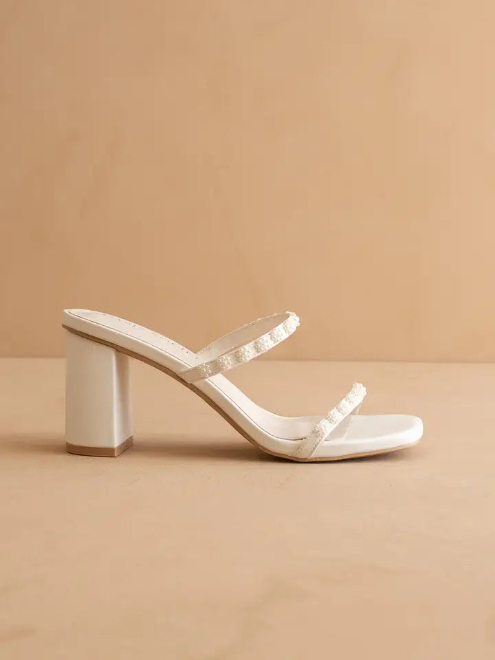 Beaded Strap White Heel