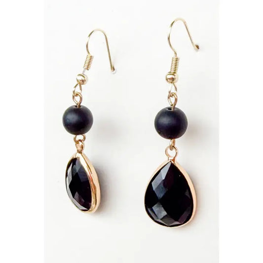 Black Crystal Drop Earrings