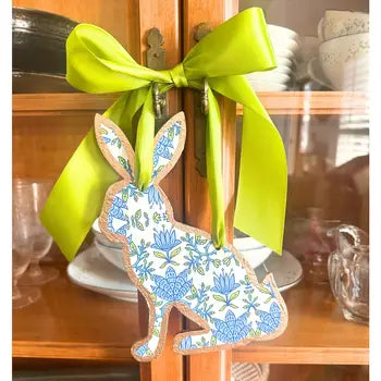 Blue Flower Bunny Wreath Ornament