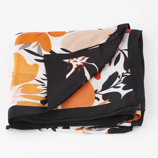Orange and Black Floral Scarf