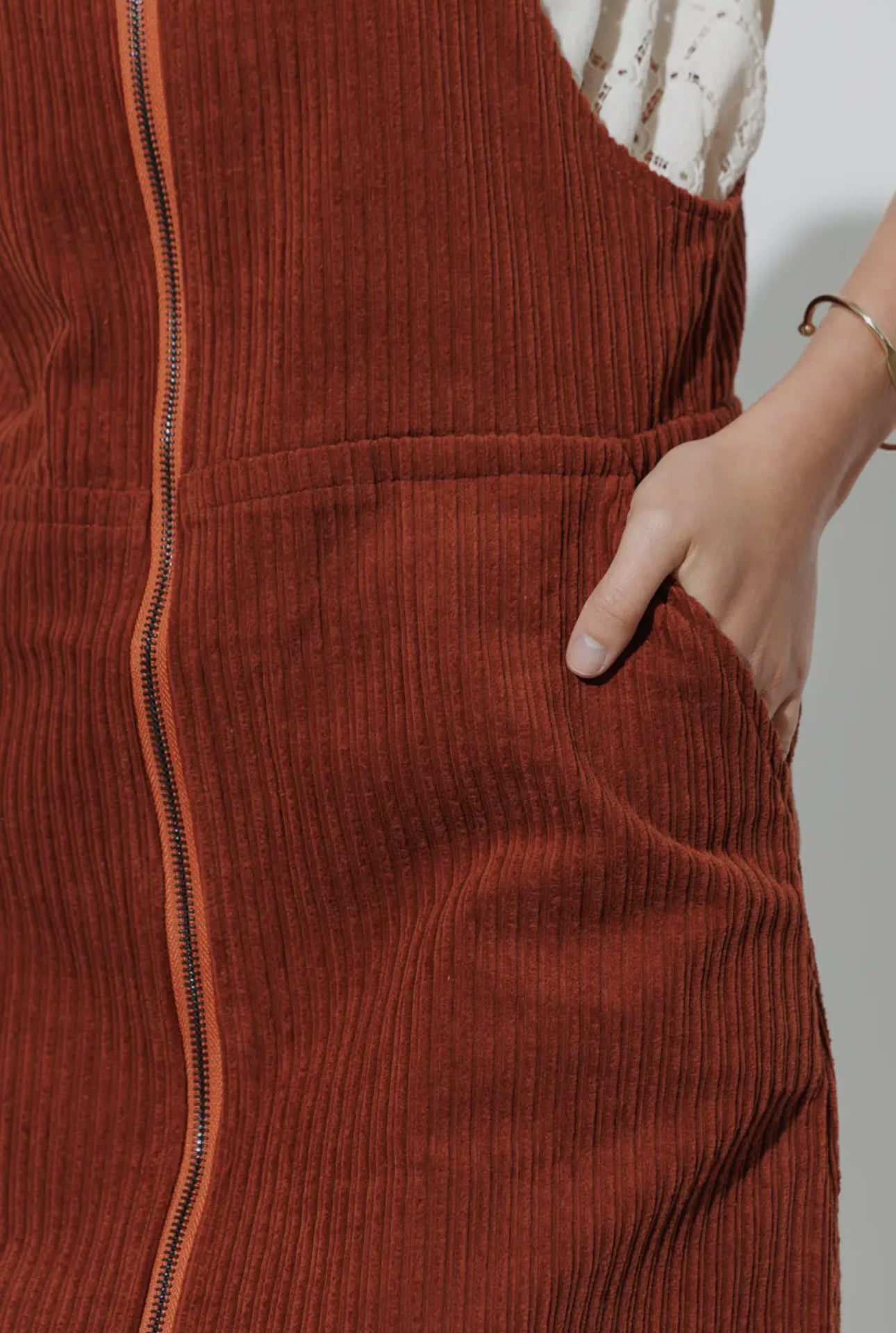 Corduroy Zip Up Mini Dress