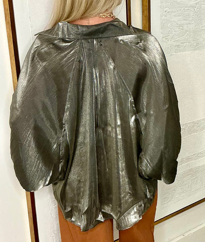 Silver Metallic Oversized Top