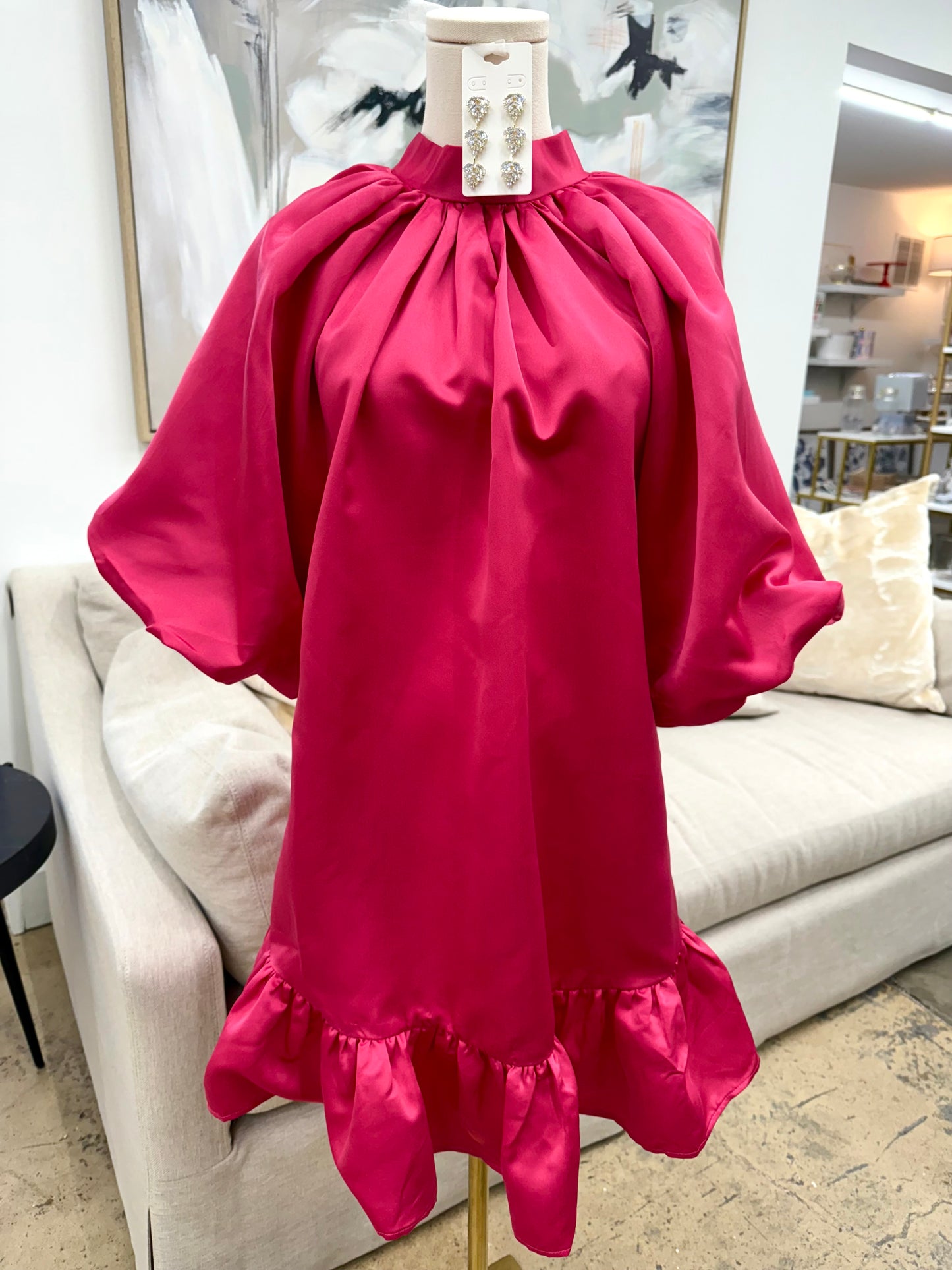 Hot Pink Satin Mini Dress