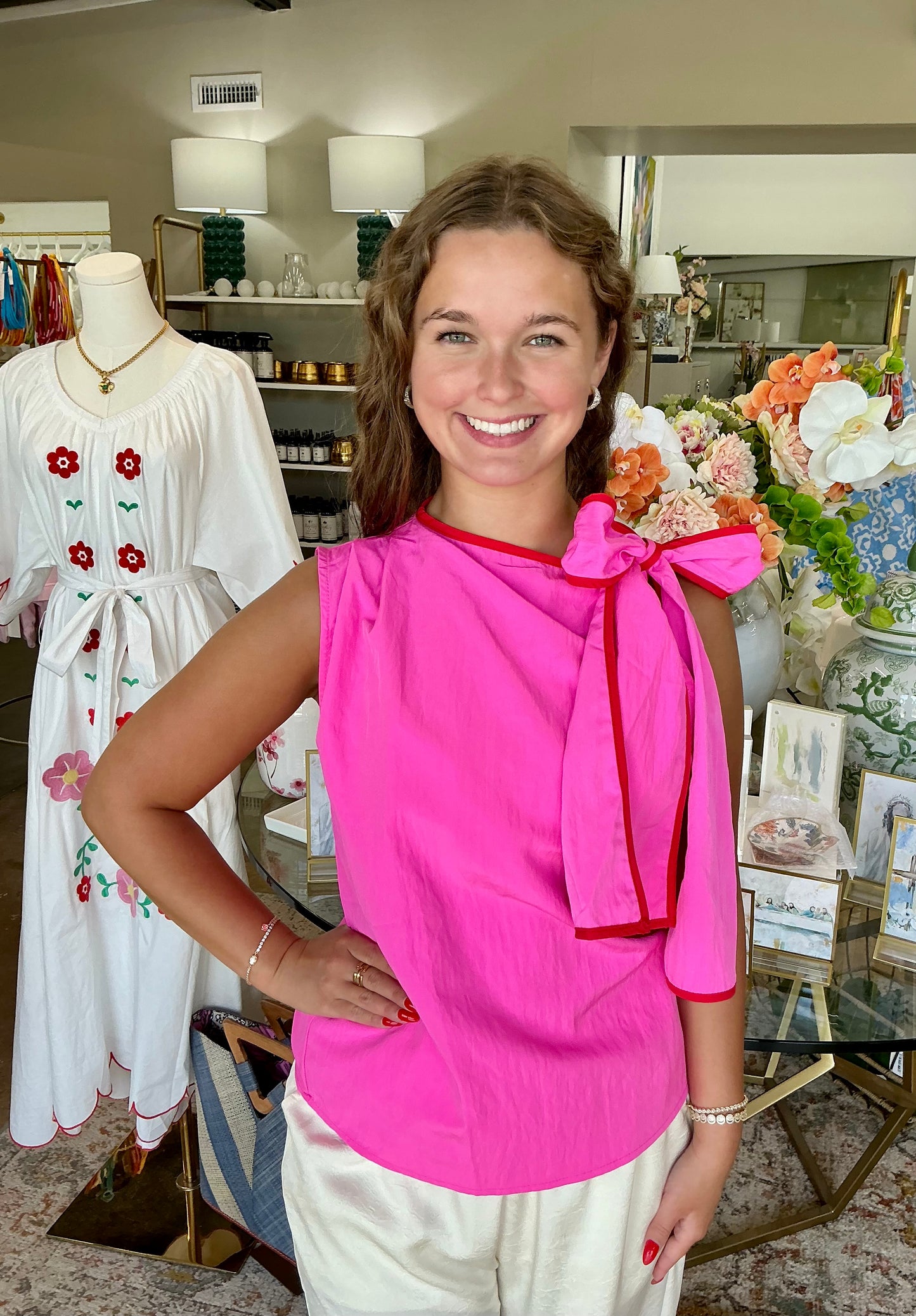 Hot Pink Bow Top
