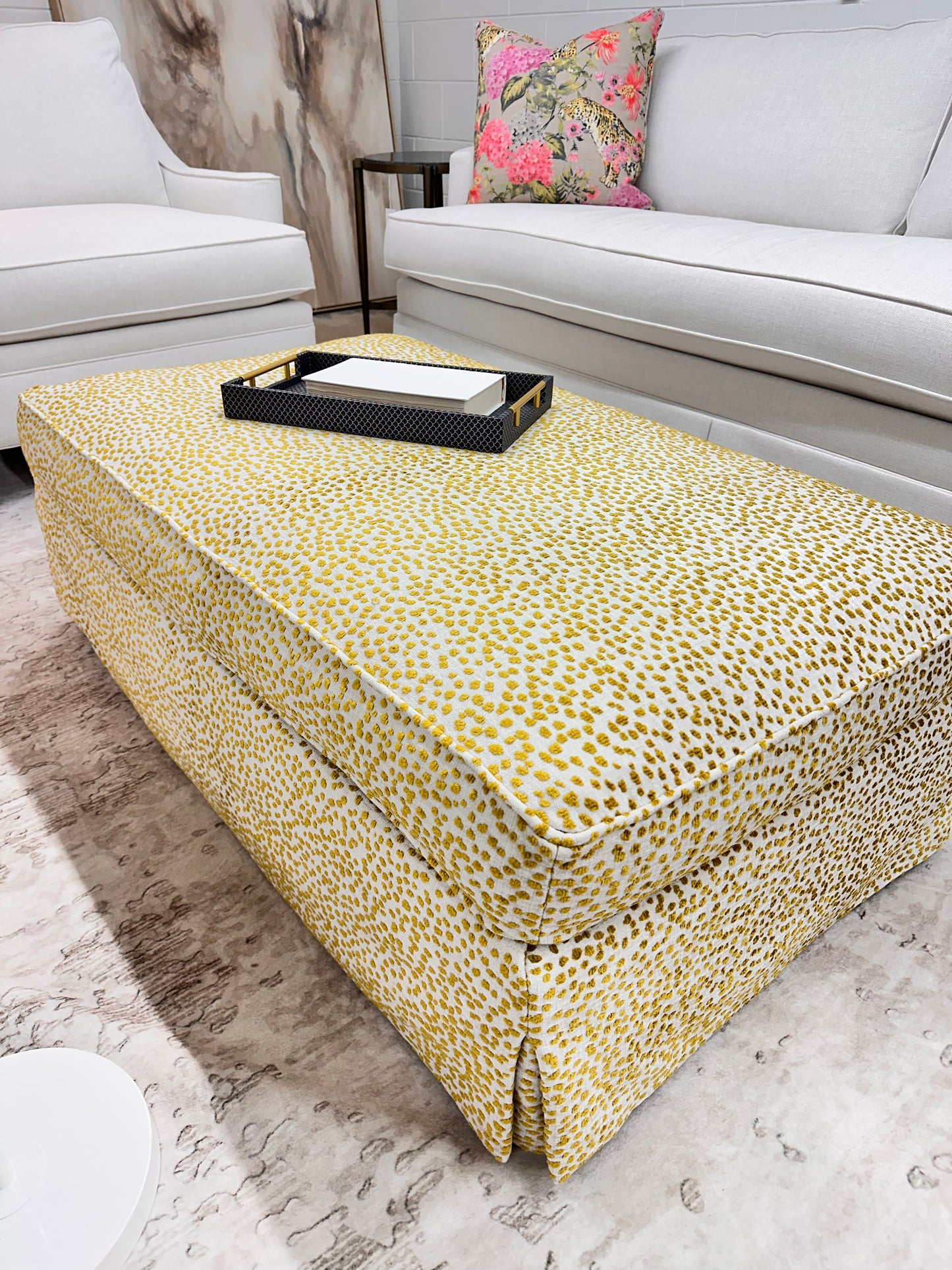 Chartreuse Leopard Ottoman