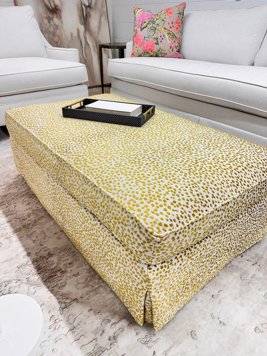 Chartreuse Leopard Ottoman