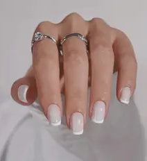 Pure White Square French Nails