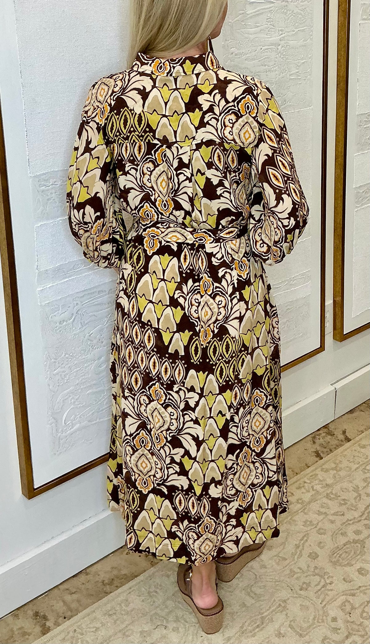 Brown Botanical Dress