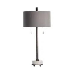 Gray Metal w/ Marble Base Lamp 34"