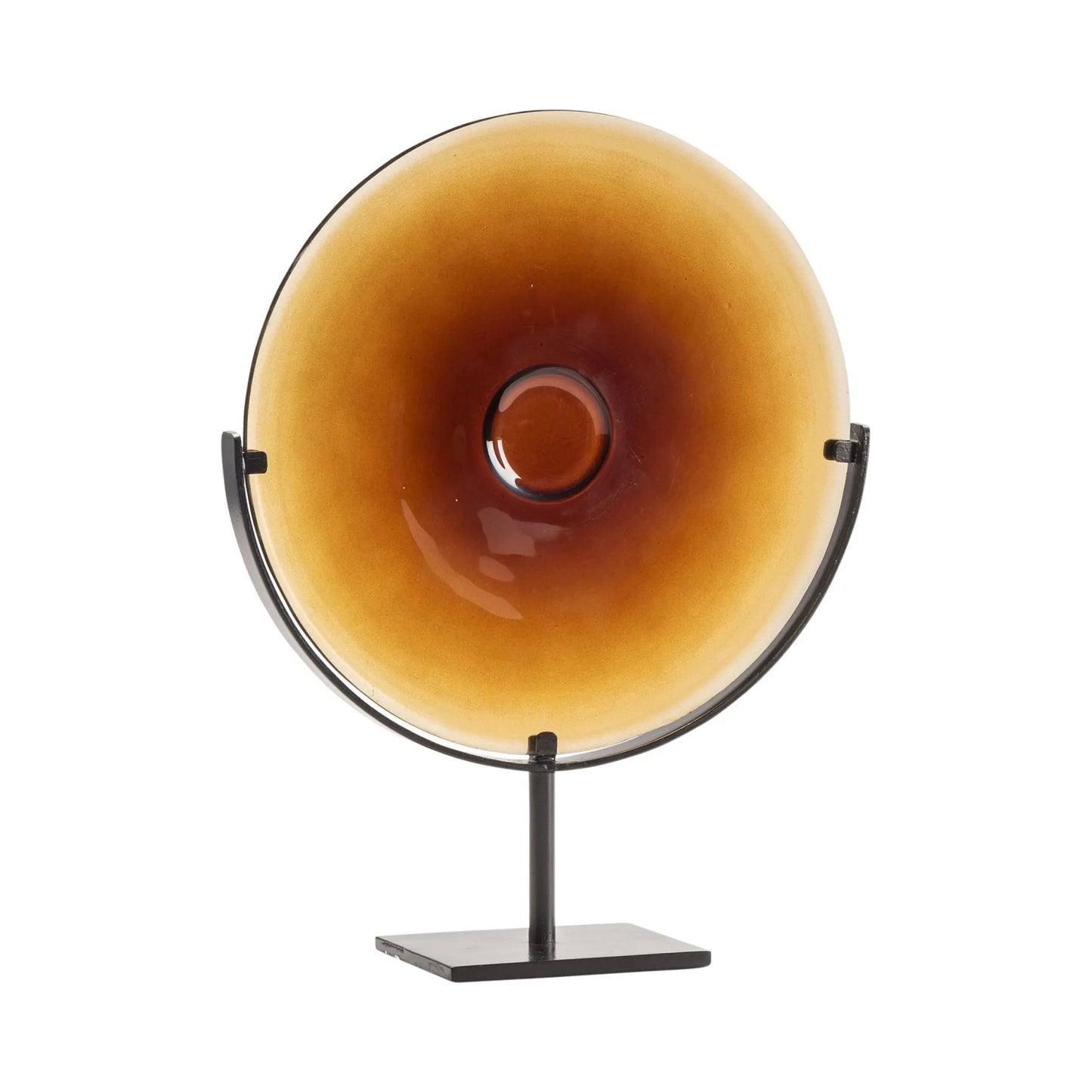 Amber Blown Glass Disc w/Stand