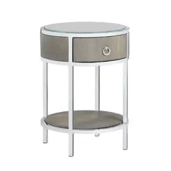 Silver Side Table w/ Drawer 24"h